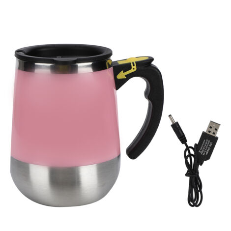 400 ml Magnetischer, automatischer Mixbecher aus Edelstahl, USB-Ladefunktion, ideal für Milch und Kaffee, Rosa