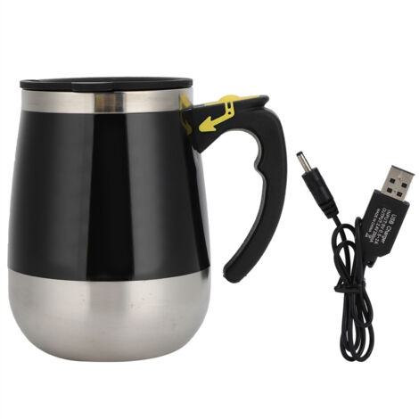 400 ml schwarzer, selbstumrührender Magnetbecher für Kaffee und Milch mit USB-Ladefunktion