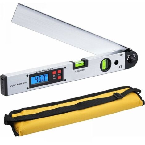 400 mm/16 pouces 0 225 ° Goniomètre numérique Règle d'angle horizontal numérique Rétroéclairage LCD Rapporteur horizontal