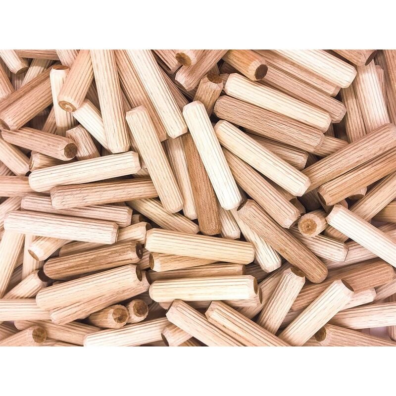 400 pcs de cheville bois 8 mm x 40 mm - goujon bois de hêtre massif idéal pour fraise à bois - convient pour gabarit de percage/guide de percage