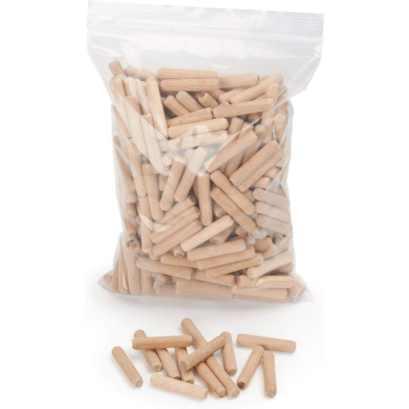 400 pcs de cheville bois 8 mm x 50 mm - goujon bois de hêtre massif idéal pour fraise à bois - convient pour gabarit de percage/guide de percage