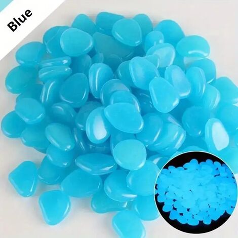 COOCHEER 400 Pièces Bleu Pierre Luminescentes, Galets Pierres Glow in the Dark Pebble Stones, pour Aquarium Fish Tank Garden Path Plantes en Pot (Bleu)
