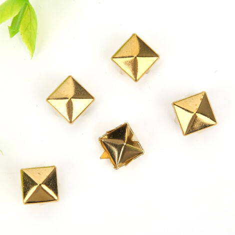400 Rivets Cloutés Carrés 4-7mm pour Travail du Cuir - Accessoires Sacs, Chaussures, Ceintures, Doré 5mm