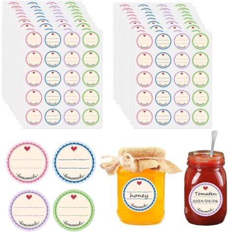 400 selbstklebende Etiketten für Einmachgläser, 4 Farben, Ø 38 mm, runde, abnehmbare Aufkleber für Marmelade, Marmeladengläser, Gewürze, als Geschenk oder zum Geburtstag