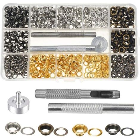 400 Stück 5-mm-Ösen, Messing-Ösen-Set mit 3 Ösenmontagewerkzeugen und Aufbewahrungsbox