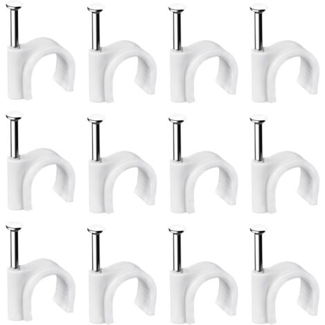400 Stück Stahl-Wandkabelklemmen, verschiedene Spezifikationen, robust, langlebig, weiß, rund, 400, 6 mm, Kabelmanagement