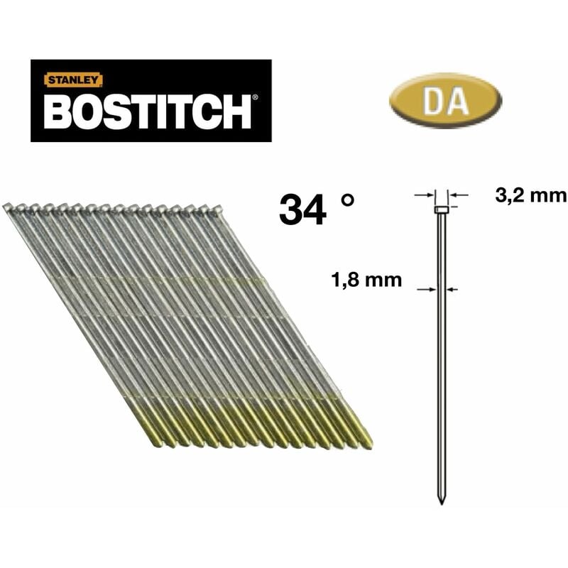4000 clous de finition 1.8 x 38 mm BOSTITCH DA1538 galva DA 15GA (tête D) Brads sans gaz
