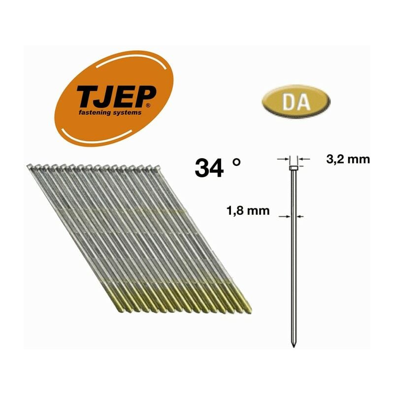 Tjep - 4000 clous de finition 1.8 x 38 mm galva da 15GA (tête d) Brads sans gaz