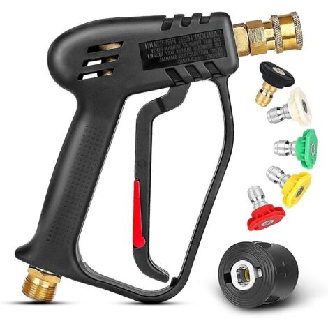 4000 PSI Pressure Washer Gun with 5 Interchangeable Spray Nozzles, Jet Wash Gun with 1/4" Quick Connect and M22 Coupler