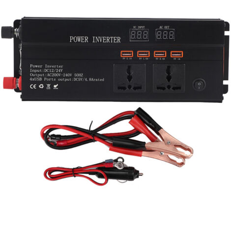 4000-W-Kfz-Wechselrichter – 12 V/24 V Gleichstrom auf 220 V Wechselstrom mit LCD-Display