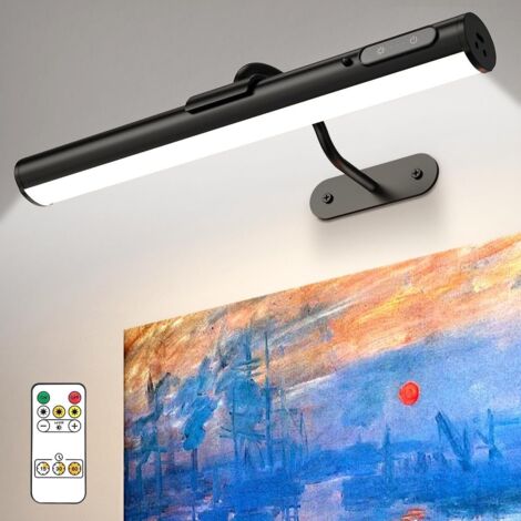 4000mAh Applique Murale LED Sans Fil, Lampe Murale Sans Filà Télécommande, Lampe Miroir Rechargeable USB, lumiere eclairage pour tableau, Salle de Bain, Miroir, Vitrines, Intérieure, Chambre