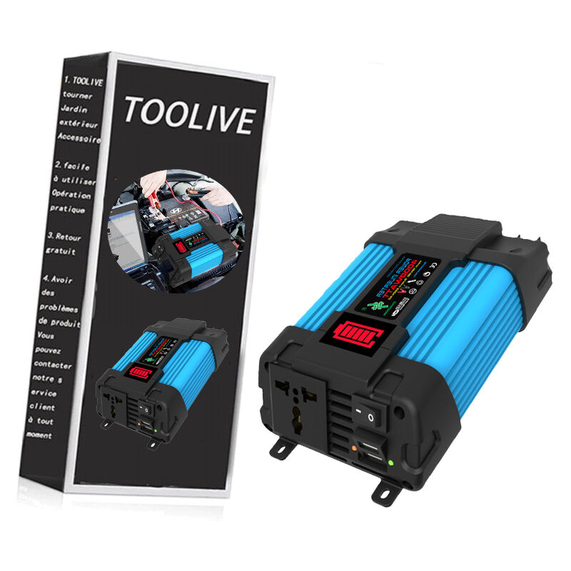 Toolive - Puissance nominale 300W, puissance de crête 600W convertisseur de tension dc 12V 220V avec double chargeur usb 4.2 a affichage du niveau de