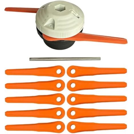 4006‑710‑2137 PolyCut 6‑2 Tête de débroussailleuse avec 10 lames et tige de montage, compatible avec Stihl FS38 FS40 FS45 FS50 FSA60 FSA86, système de coupe à double lame pour pelouse et jardin