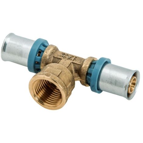 4007 Tee a 90° ø16 x 1/2"F x 16 con derivazione femmina raccordo in ottone a pressare DeltaPress 4007160002001