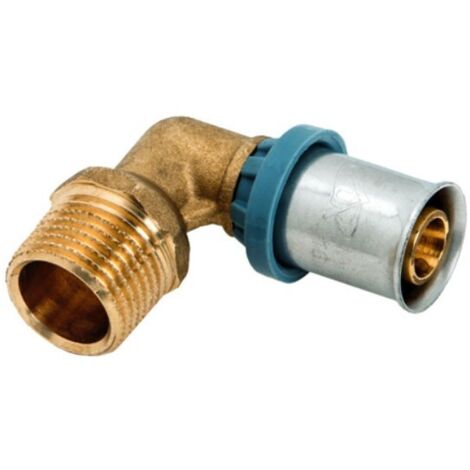 4008 Gomito ø20 x 1/2"M a 90° con derivazione maschio in ottone a pressare DeltaPress 4008200002001