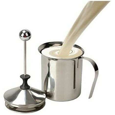 400ml Appareil à Mousse/Mousseur de Lait en Acier Inoxydable Cappuccino Café Mousse Double Pompe (W)