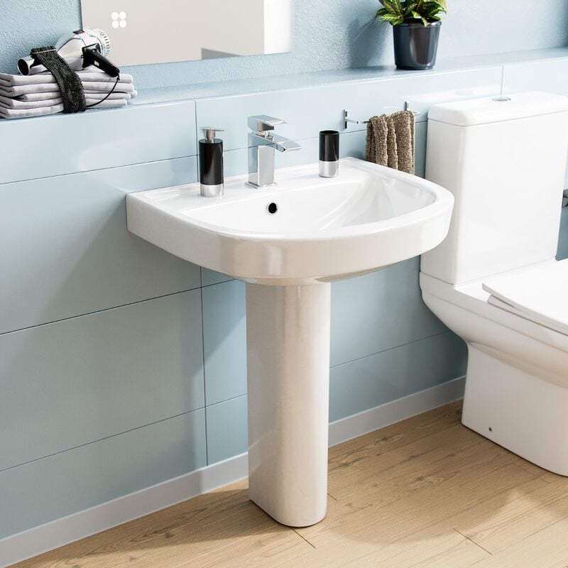 570 mm ECO Basin With Pedestal White
