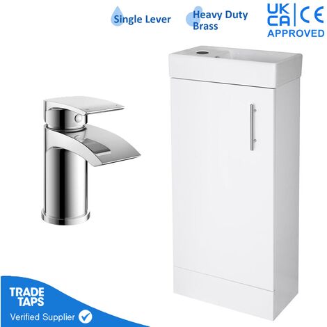 400mm Freestanding Bathroom Vanity Unit with Basin, Chrome Round Tap & Waste