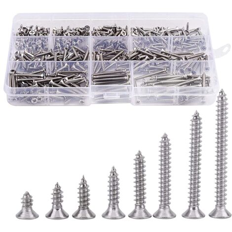 400pcs Vis à tête fraisée en Acier Inoxydable Vis à Tête Plat Cruciformes Vis à Bois