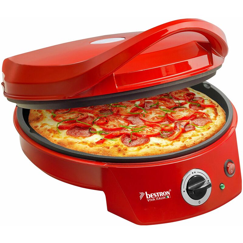 Image of Forno elettrico per pizza con grill, Viva Italia, Calore superiore e inferiore, Fino a 180°C, 1800 Watt, Rosso - Bestron