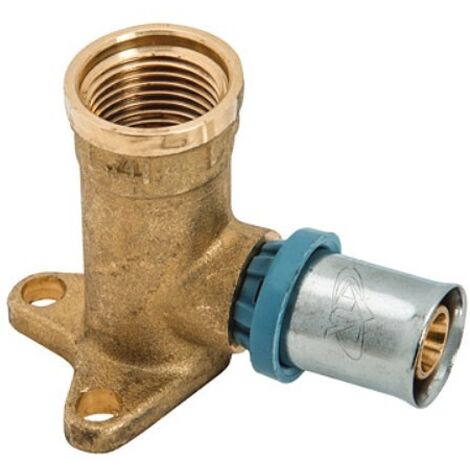 4034 Raccordo murale a gomito ø20 x 1/2"F H.53mm in ottone a pressare DeltaPress 4034200002001