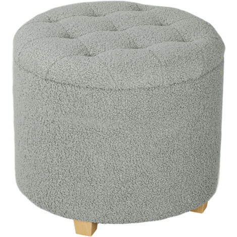 40.5L Teddy Fleece Storage Ottoman - Grey
