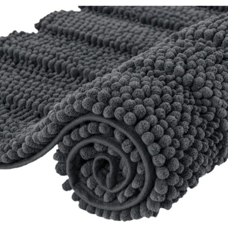 40×60. Gris Tapis de Bain Extra Absorbant Tapis pour Sortie de Douche en Microfibre Chenille Lavable en Machine