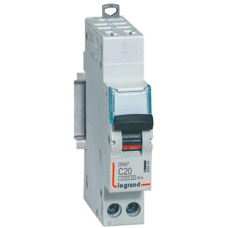 406884 Disjoncteur Legrand 20a Unipolaire + Neutre Dnx3 - Courbe C - 4,5/6ka - Auto+vis - 1 Module