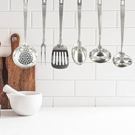 40697 Pelle à Servir ajourée, Pelle INOX, spatule de Cuisine, spatule, ustensile de cuisineAcier Inoxydable, Argent, 32,1 x 7,9 x 3 cm