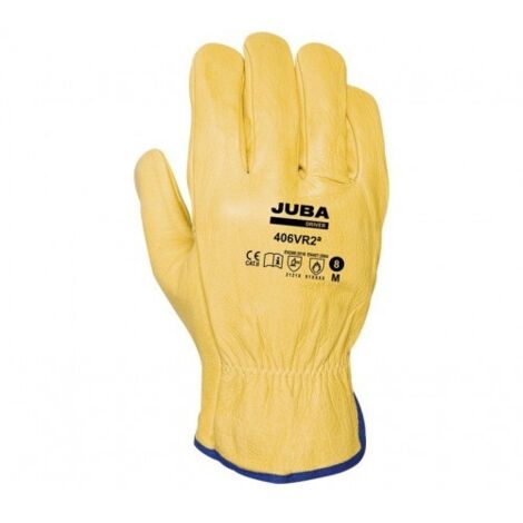 406VR2Âª/7 GUANTE PIEL FLOR VACUNO PULGAR DE ALA VERSION ECONOMICA COLOR AMARILLO T-7 - JUBA