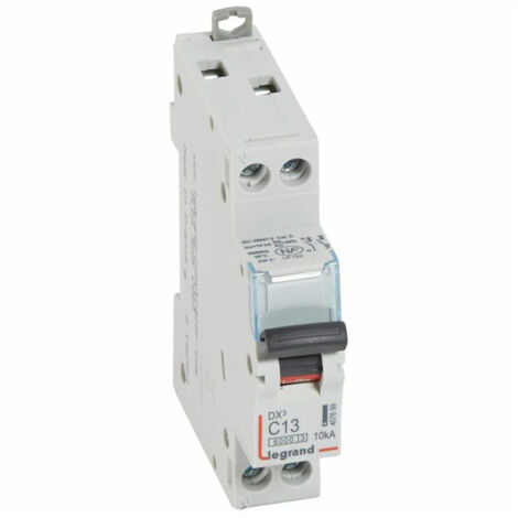 407699 Disjoncteur Unipolaire + Neutre 13a - 1p+n Courbe C - 6/10ka - à Vis - Legrand Dx3
