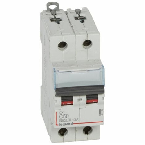 407789 Disjoncteur Bipolaire 50a - 2p Courbe C - 6/10ka - à Vis - Legrand Dx3
