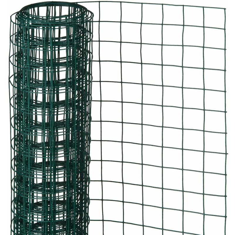 Wire Mesh Square 1x5 m 13 mm Plastic Coated Steel Green - Green - Nature