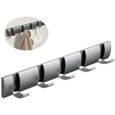 40cm 5 Flip - Perchero de pared con 5 ganchos retráctiles, metal, níquel