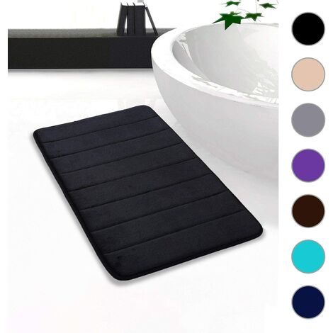40cm 60cm mousse à mémoire de forme salle de bain baignoire tapis absorbant anti-dérapant tapis de bain eau tapis de bain-noir