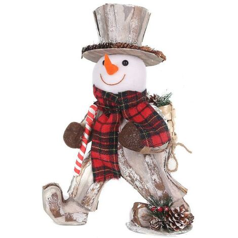 40cm Christmas Tabletop Decorated with Pines Berries Showpieces decoration, white Walking Snowman