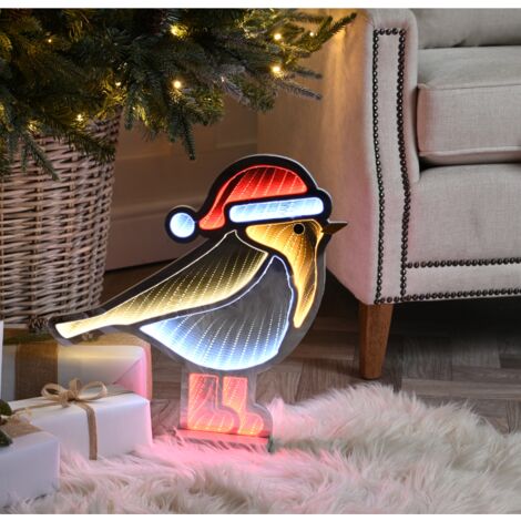 40cm Light up Christmas Robin Infinity Decoration with Red and White LEDs