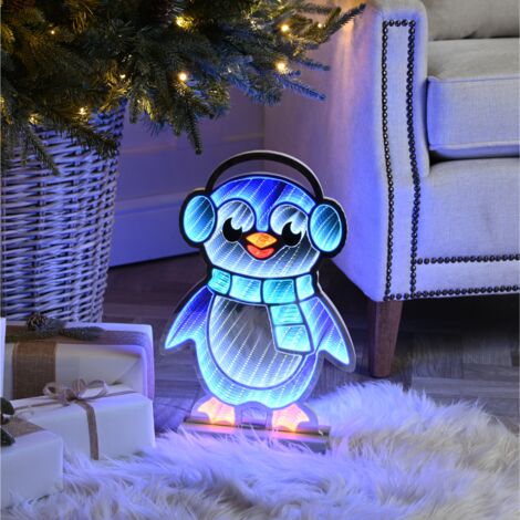 40cm Light up Penguin Infinity Christmas Decoration with Blue and White LEDs