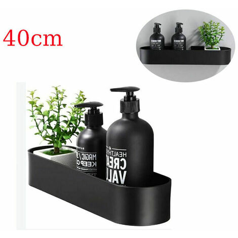 40cm No Drilling Shower Shelf, Stainless Steel Self Adhesive Bathroom Shower Shelf, Black