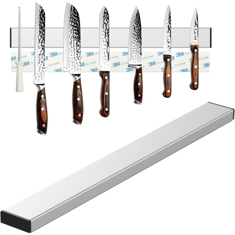 40cm Porte Couteaux Aimanté, Magnétique pour Couteaux en Acier Inoxydable, Porte-couteau magnétique pouvant être installé sans perçage, pour couteaux
