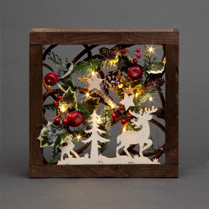 Image of 40cm Prelit Wooden Square Frame Tabletop&hellip;