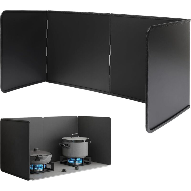 40cm Protection Anti-éclaboussures Liable pour Cuisinière Cuisine Protection Anti Eclaboussure Cuisine Reglable Plaque Anti Projection Cuisine Noire