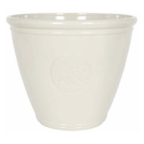40cm Small Eden Emblem Plant Pot - Plastic - L40 x W40 x H30 cm - White