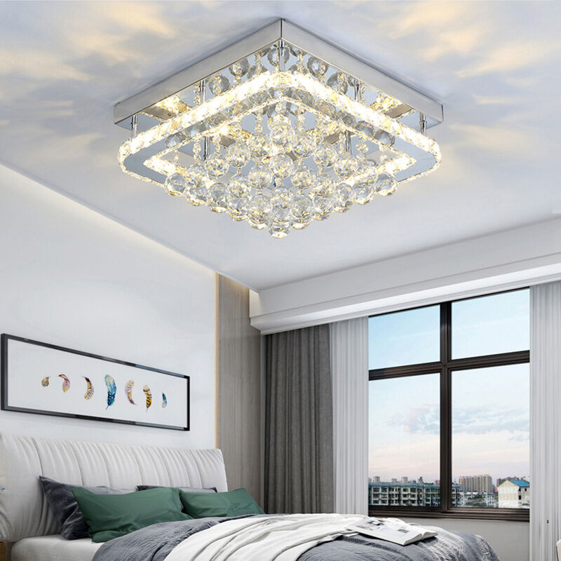 40CM Square led Crystal Chandelier Pendant Ceiling Light, Dimmable