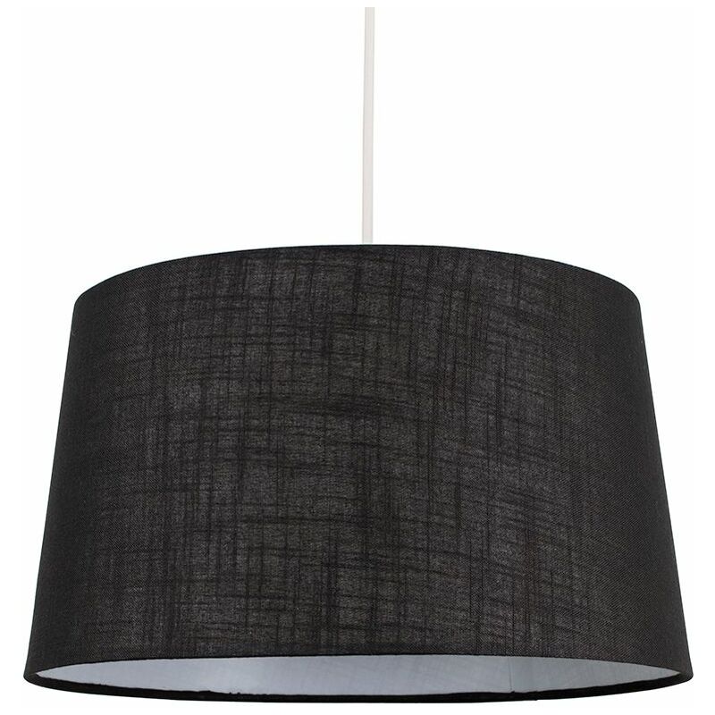 Faux Linen Shades Ceiling Pendant Lamp Shades - Black - Including LED Bulb