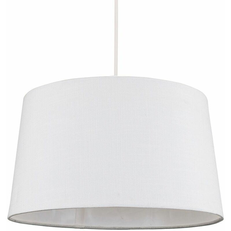 Faux Linen Shades Ceiling Pendant Lamp Shades - White - Including LED Bulb