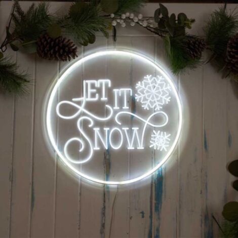 40cm USB Powered Light up Let it Snow Christmas Neon Sign in White