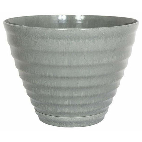 40cm Vale Planter with In-Built Saucer - Plastic - L40 x W40 x H30 cm - Grey