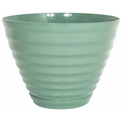 40cm Vale Planter with In-Built Saucer - Plastic - L40 x W40 x H30 cm - Sage Green