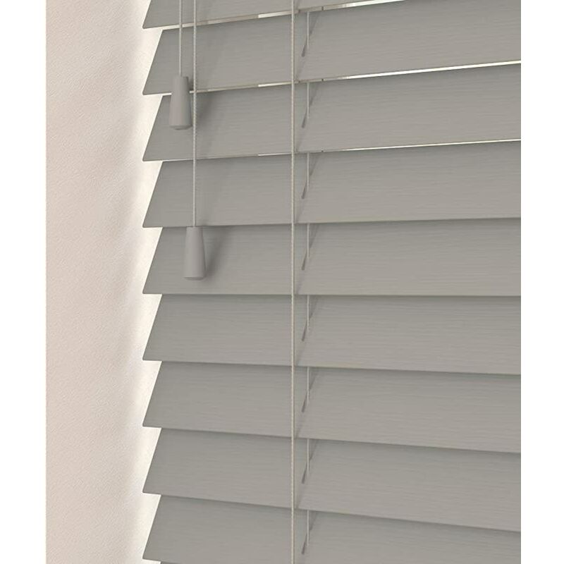 160cm Volcanic Grey Faux Wood Venetian Blind With Strings (50mm Slats) Blind With Strings (50mm Slats)